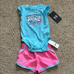 Under Armour Girls 0-3 Months Athletic Outfit Pink and Blue NWT